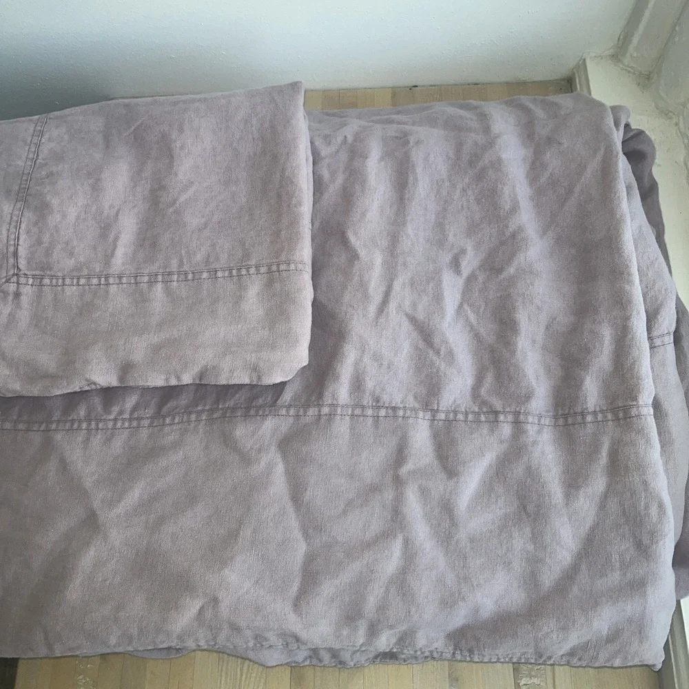Serena And Lily Twin Size LINEN Duvet Cover And Sham. Dusty Rose, Lilac. Bedding - Picture 2 of 5